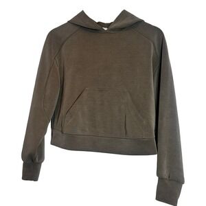 Lululemon Align Cropped Hoodie Sweatshirt Taupe Relaxed Fit Size 2